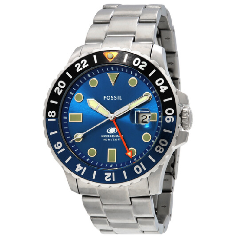 Fossil Blue GMT Stainless Steel Men's Watch